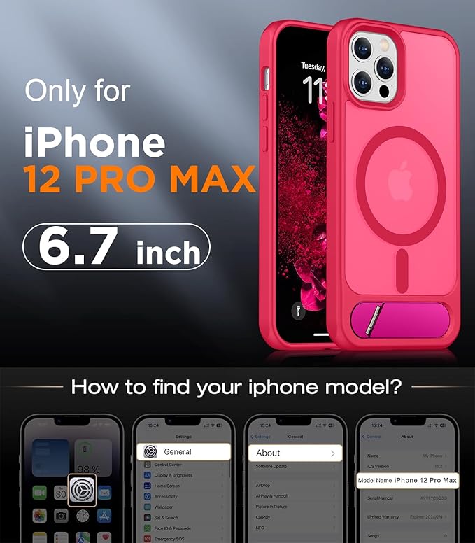 Magnetic Compatible with iPhone 12 Pro Max Case, [Built-in Invisible Kickstand][Compatible with MagSafe][Military Grade Shockproof] Slim Translucent Matte Phone Case for iPhone 12 Pro Max 6.7"