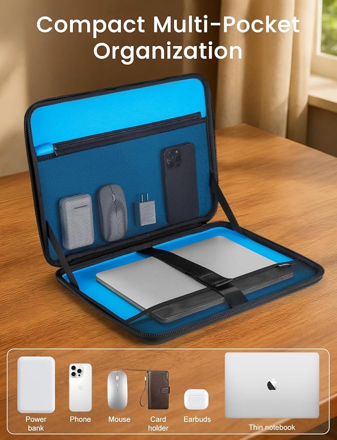 DOMISO 14 inch Laptop Sleeve with Handle, Shockproof & Waterproof EVA Protective Laptop case, Hard Laptop Sleeve for 14" HP Dell Asus Lenovo Laptop, Black