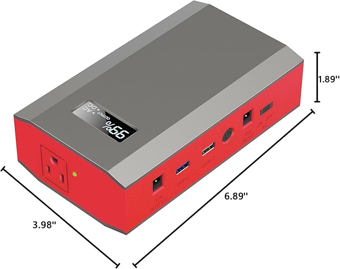 ZeroKor Portable Power Bank with AC Outlet, 65W External Battery Power Pack Portable Laptop Charger Power Source Backup for Outdoor RV Tent Camping Home Smart Device Emergency -Grey Red