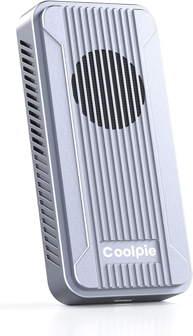 Coolpie 80Gbps M.2 NVMe Enclosure: Aluminum with Cooling Fan & Temp Control | Compatible with TB5/4/3, USB4 2.0 | Supports M&B+M Key NVMe SSD 2230-2280 Up to 8TB | for Mac M4 Pro, PC