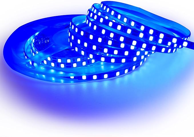 12V LED Strip Lights, 5mm Wide Ultra Narrow Blue 16.4ft SMD 2835 IP20 120 LEDs/M, Total 600 LEDs Rope Light Strip for Bedroom, Kitchen, Advertising Decoration
