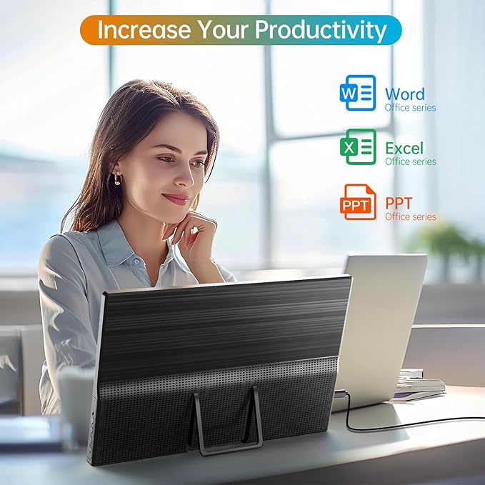 Portable Monitor 15.6 Inch 1080P USB-C HDMI Ultra-Slim Travel Monitor with Kickstand, Compatible with Xbox, Laptop, PC, Mac Phone, PS, Swich IPS Ultra-Thin Zero Frame Gaming Monitor