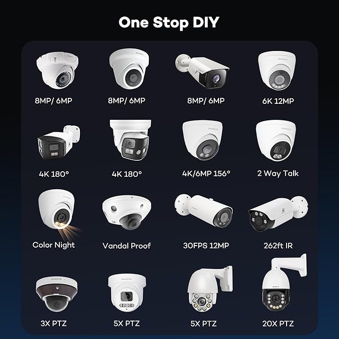 ONWOTE 4K 8MP PoE IP Security Camera, AI Human Vehicle Detection, 3840x2160 8 Megapixels, 134° FoV, Video Audio, Indoor Outdoor, Commercial Wired Camera for Business