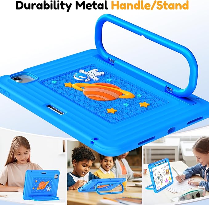 KAIJIAbox Kids-Friendly Case for iPad Air 11" M4/M3/M2, Pro 11" 4th/3rd/2nd/1st Gen, Air 5th/4th - Military-Grade Drop Protection with Metal Handle/Stand, Screen Protector, Pen Holder, Shoulder Strap