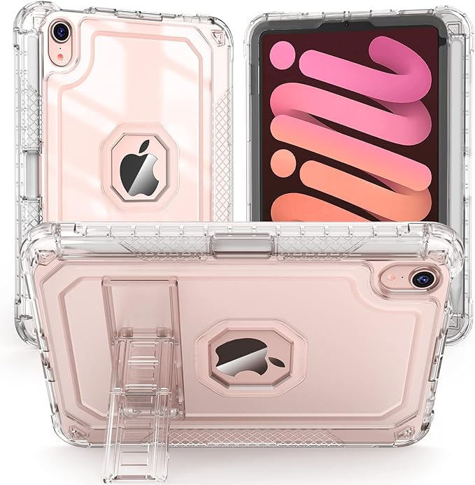 ZoneFoker Case for iPad mini A17 Pro, for iPad mini 7th/6th Generation Case 8.3 inch 2024/2021 with Pencil Holder/Stand, Slim Cover for i Pad Mini 7/6 (Clear)