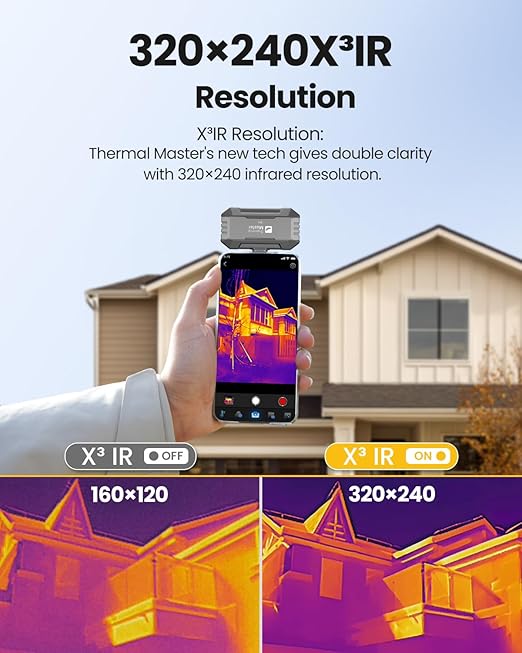 Thermal Master Thermal Camera for USB-C iPhone and Android, P1 Thermal Imaging Camera with 320×240 X³ IR Resolution, -4℉ to 1112℉, 160×120 Infrared Camera (iOS and Android P1 Grey)