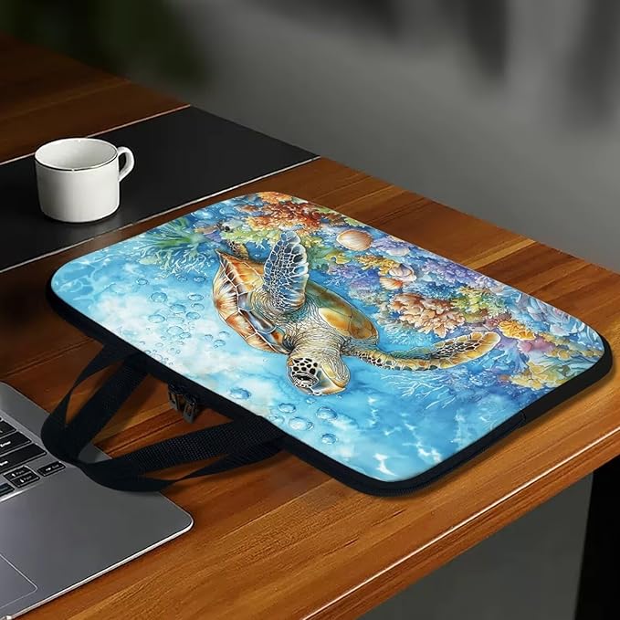 17 Inch Turtle Pattern Laptop Sleeve, Laptop Cover Computer Tablet Carrying Case with Handle, Lightweight Waterproof Tote Bags Notebook Sleeves for Men Women