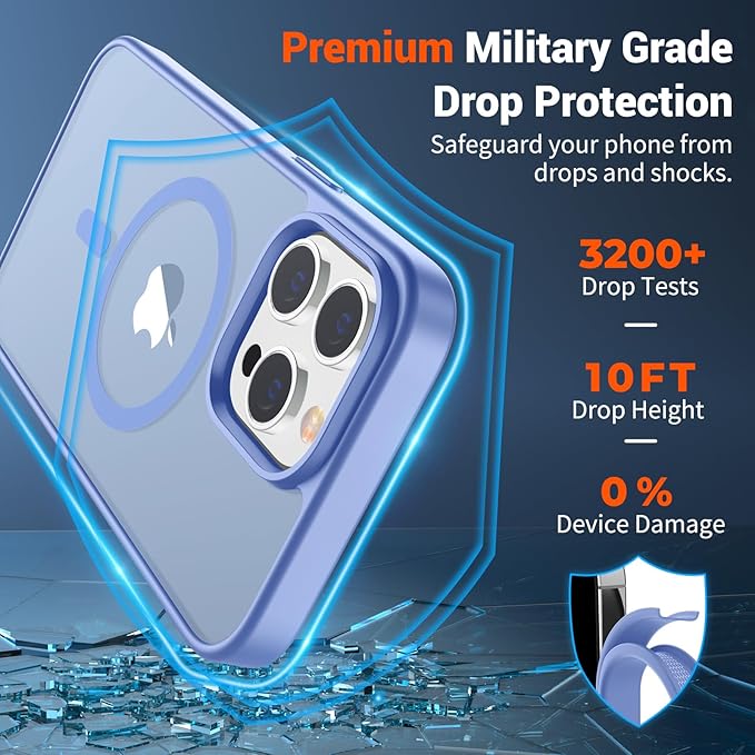 SUPFINE Magnetic for iPhone 12 Pro Max Case (Compatible with MagSafe) (Military Grade Drop Protection) Slim Translucent Matte Shockproof with Anti-Fingerprint Phone Case,Blue Purple