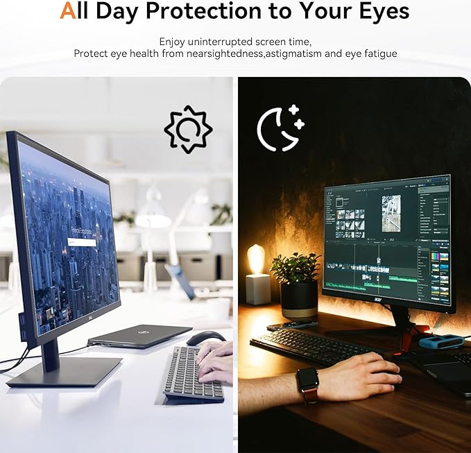 [2-Pack] 24 Inch Computer Blue Light Blocking Screen Protector for 16:9 Widescreen Monitor, Anti Glare Anti-UV Eye Protection Desktop PC LED Monitor Filter, Removable Anti-Scratch Screen Film 24in
