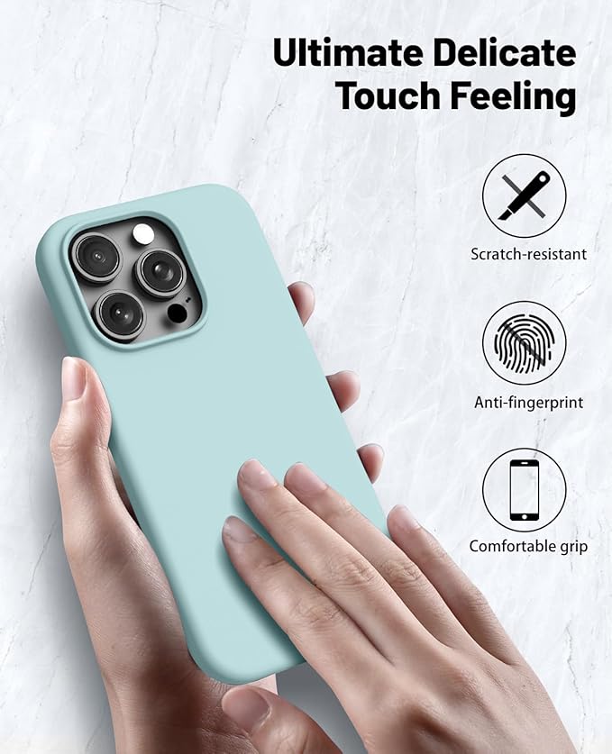 OTOFLY for iPhone 15 Pro Case [Compatible with MagSafe] Full-Body Silicone Shockproof Slim Thin Phone Case for iPhone 15 Pro 6.1 inch (Mint Green)
