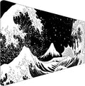 Large Gaming Mouse Pad, Waterproof Extra Large Big Mouse Pad with Stitched Edge, XXXL Non-Slip Black Computer Long Mousepad for Gamer, Office & Home, Black White Dragon