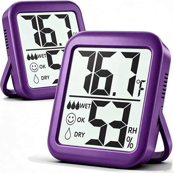 Antonki 2 Pack Room Thermometer for Home, Hygrometer Indoor Humidity Meter Gauge, Digital Temperature and Humidity Monitor Sensor for House, Terrarium, Incubator, Greenhouse - Battery Included