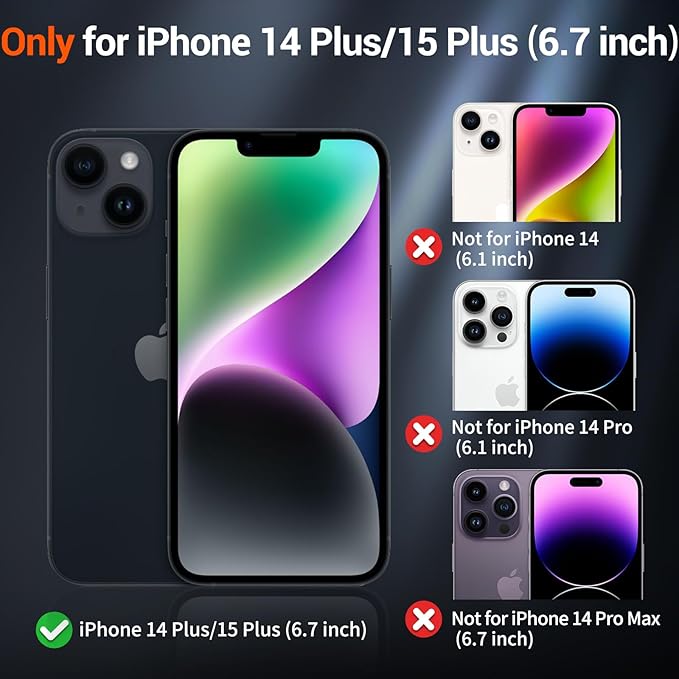 SUPFINE Magnetic for iPhone 15 Plus Case & iPhone 14 Plus Case (Compatible with MagSafe)(Military Grade Drop Protection) Translucent Shockproof Phone Cover,Dark Blue