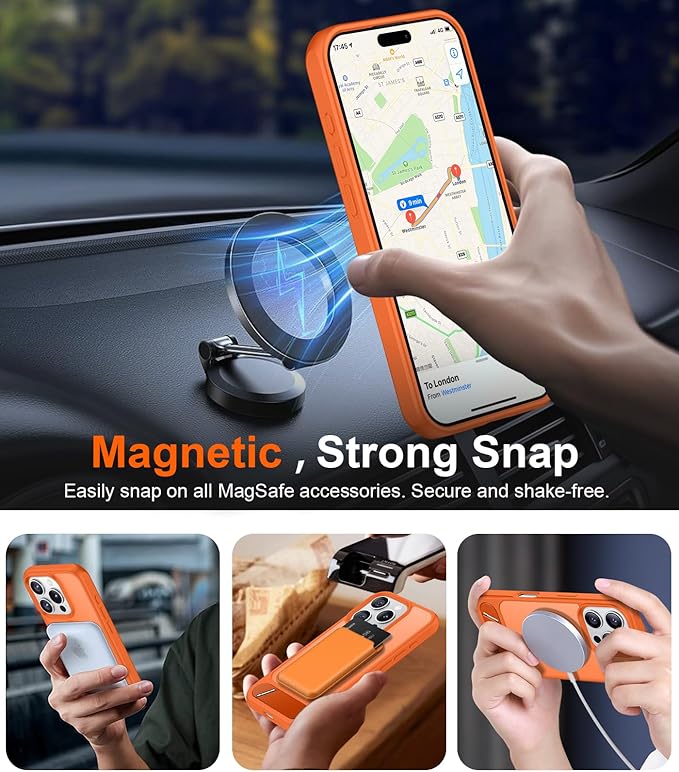 Magnetic Compatible with iPhone 16 Pro Case, [Built-in Invisible Kickstand][Compatible with MagSafe][Military Grade Shockproof] Slim Translucent Matte Phone Case for iPhone 16 Pro 6.3"