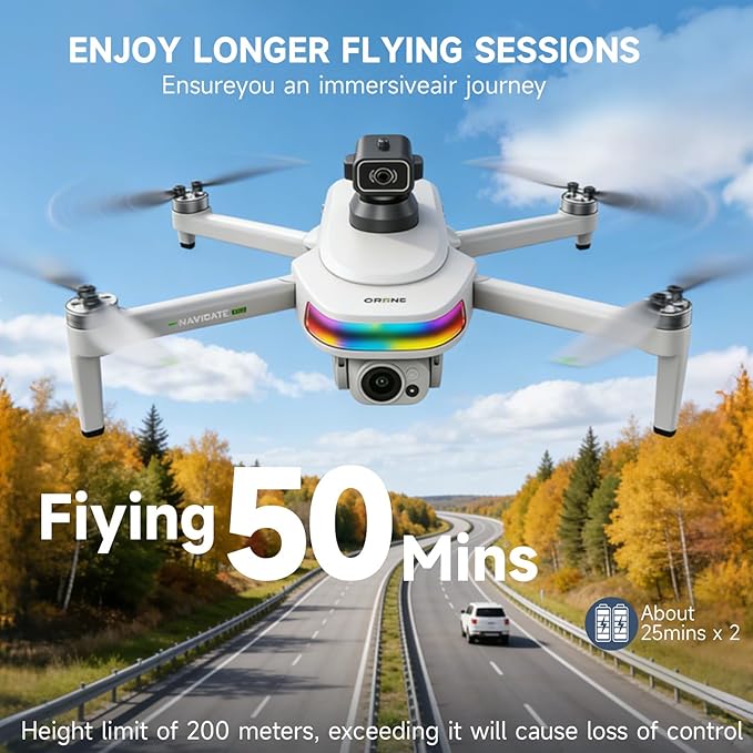 Drones With Dual Camera For Adults 4k,Gps Drone With Screen On Controller,Electric Adjustable Camera 90 °,Auto Return,Obstacle Sensing,Ai Track&Orbit Mode,50 Mins Flight,2 Battery ,For Beginner Toy Gifts