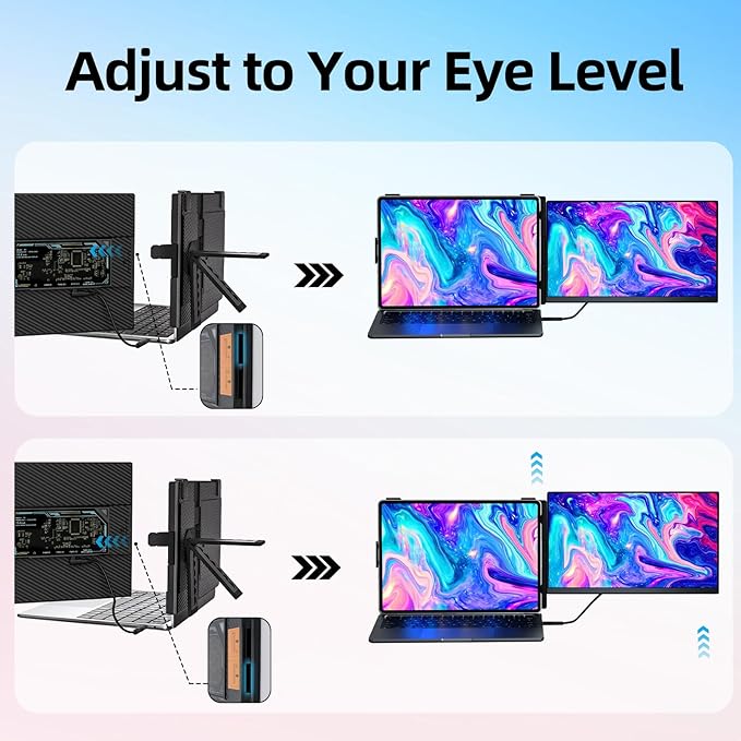 Laptop Screen Extender Dual Monitor - 15.6" Portable Monitor Detachable IPS 1080P FHD 85% NTSC Travel Screen USB-C HDMI Port Compatible with Wins Mac Chrome Dex Fits 13-17" Laptops