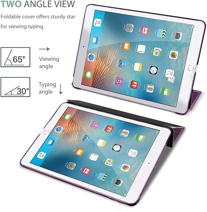 ProCase Smart Case for iPad 9.7 Inch iPad 6th/5th Generation 2018 2017(Model: A1893 A1954 A1822 A1823), Ultra Slim Lightweight Stand Cover with Translucent Frosted Back -Purple