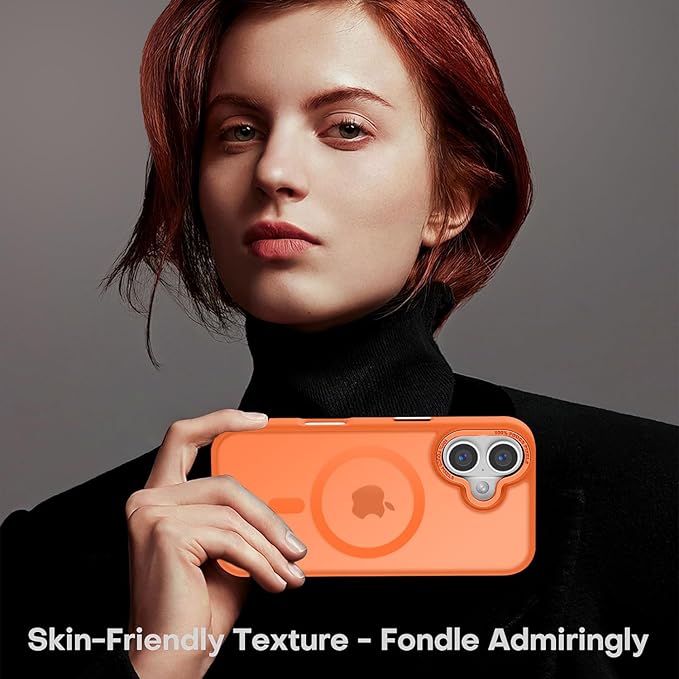 Newfuture Designed for iPhone 16 Case with Magnetic [13 FT Military Drop Protection] [Compatible with Magsafe] Slim Translucent Matte Shockproof with Anti-Fingerprint Phone Case, Orange