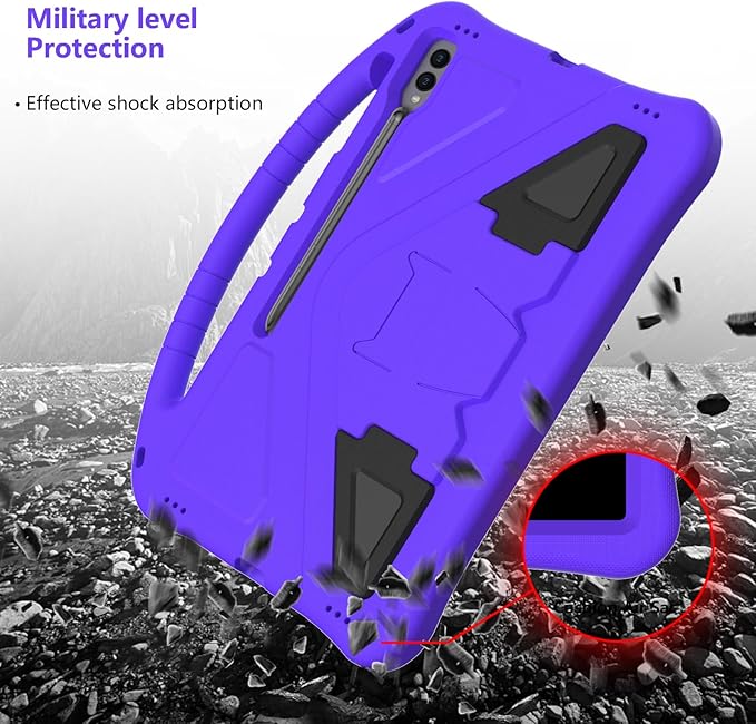 Kids Case for Samsung Galaxy Tab S10 Ultra/S9 S8 Ultra 14.6-inch Tablet, Techcircle Light Weight Shock Proof EVA Foam Handle Rugged Stand Protective Cover, Purple