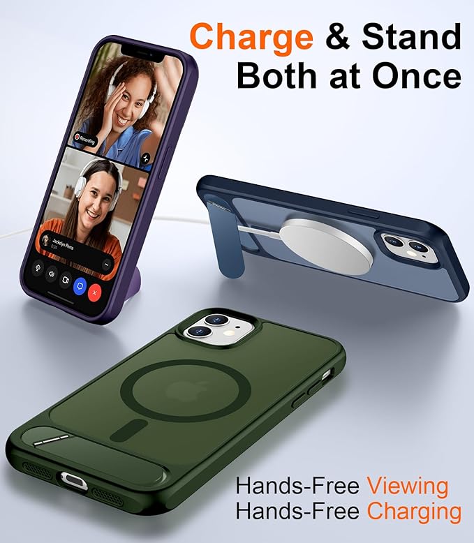 Magnetic Compatible with iPhone 11 Phone Case, [Built-in Invisible Kickstand][Compatible with MagSafe] [Military Grade Shockproof] Slim Translucent Matte Phone Case for iPhone 11 6.1"