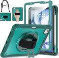 BRAECNstock Case for iPad Air 11-inch M4 2026/ M3 2025/ M2 2024 and Air 5th/4th Gen 10.9‘’ & Pro 11-inch 1st-4th 2018-2022 Kids Cover with Pencil Holder,Screen Protector,Handle Stand-Midnight Green