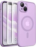CAPRARO Magnetic for iPhone 14 Case, [Compatible with MagSafe] [Full Camera Protection] Shockproof Protective Slim Translucent Matte Phone Case for iPhone 14 6.1'', Elegant Purple