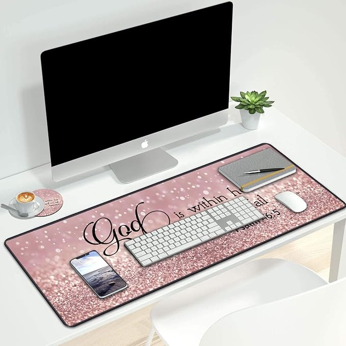 Desk Pad Gaming Mouse Pad,Stitched Edges Design Large Mouse Pad for Laptop Computer Chicago Skyline Scene at Night Desk Writing Mat for Office & Home