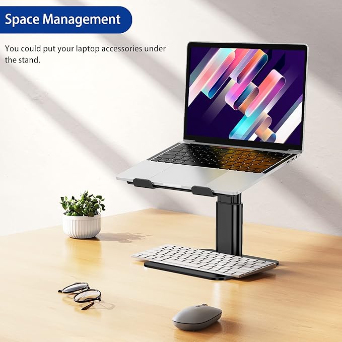 BESIGN LSX6N Laptop Stand, Ergonomic Adjustable Notebook Riser, Computer Holder, Laptop Mount Compatible with 10-15.6" Laptops, Black