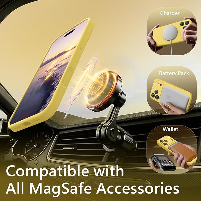 FireNova Magnetic for iPhone 17 Pro Case, Compatible with MagSafe, [Integrated Silicone Camera Control Button] [Camera Protection] Anti-Scratch Microfiber Lining Phone Case, 6.3", Yellow