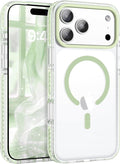 BENTOBEN Magnetic for iPhone 17 Pro Max Case 6.9", Compatible with Magsafe Shockproof Protective Bumper Cute Transparent Slim Anti-Yellowing Phone Case for iPhone 17 ProMax Cover, Clear Light Green