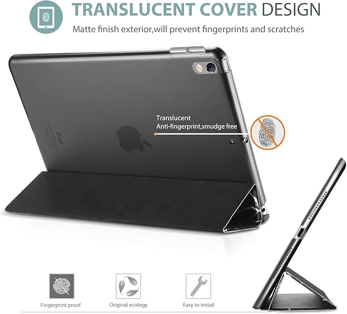 ProCase Smart Case for 10.5” iPad Air 3rd Generation 2019 / iPad Pro 2017, Slim Stand Cover with Translucent Frosted Back for iPad Air 3 -Blackmarble