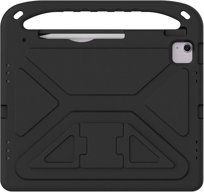 Kids Case for Apple iPad Air 13 inch Tablet M4/M3/M2 (2026/2025/2024) with Pencil Holder, Anti-Slip Handle Slim Lightweight Stand Shockproof Soft EVA Protective Silicone Bumper Cover, Black