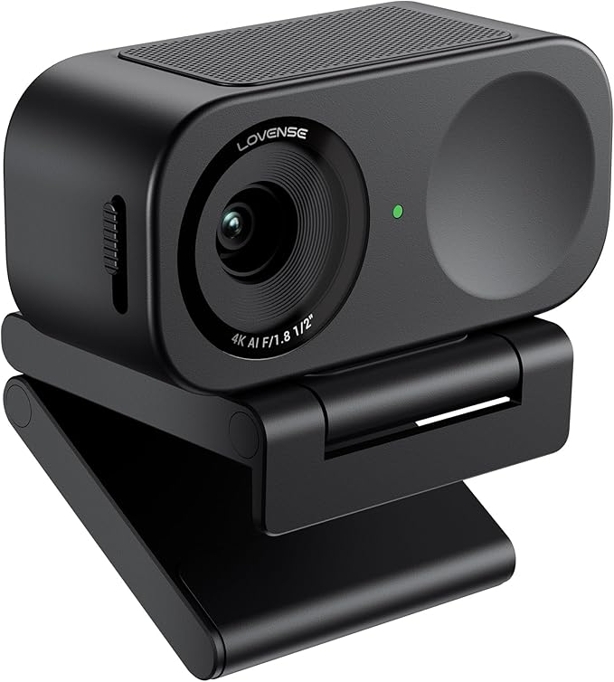 LOVENSE Webcam 2 4k for PC, Live Streaming Camera 1/2" Sensor True Focus Al Noise Canceling, Hand Gesture Control, Mobile Control, Auto Framing, Customizable Audio Modes, Microphones, Privacy Control