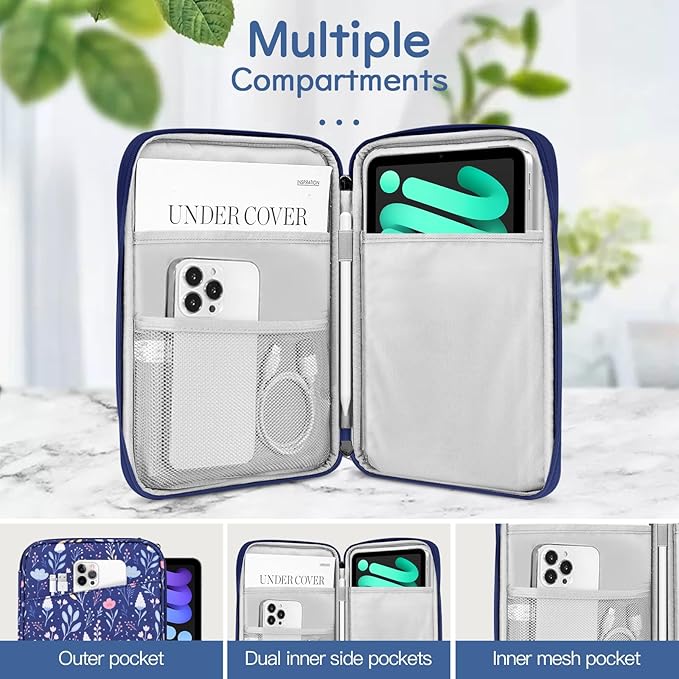 Dadanism 8-9 Inch Tablet Sleeve Bag Carrying Case for iPad mini 7th/6th 8.3", iPad mini 7.9", Galaxy Tab A7 Lite/A9 8.7", ‎Remarkable Paper Pro Move 7.3" 2025, Tab M8 8", Tab M9 9", MuZhi Blue