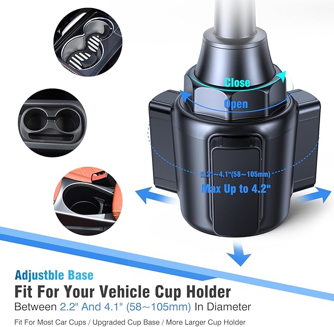 Miracase Cup Holder Phone Mount - Universal Gooseneck Adjustable Car Cell Phone Mount for iPhone, Samsung, Google and All 4.0-7.2 inches Smartphones