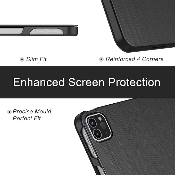 Soke Case for iPad Air 13 Inch (M3/M2) 2025/2024,iPad Pro 12.9 2022 2021(6th 5th Generation) - [Slim Trifold Stand + Auto Wake/Sleep],Protective Hard PC Back Cover (Black)