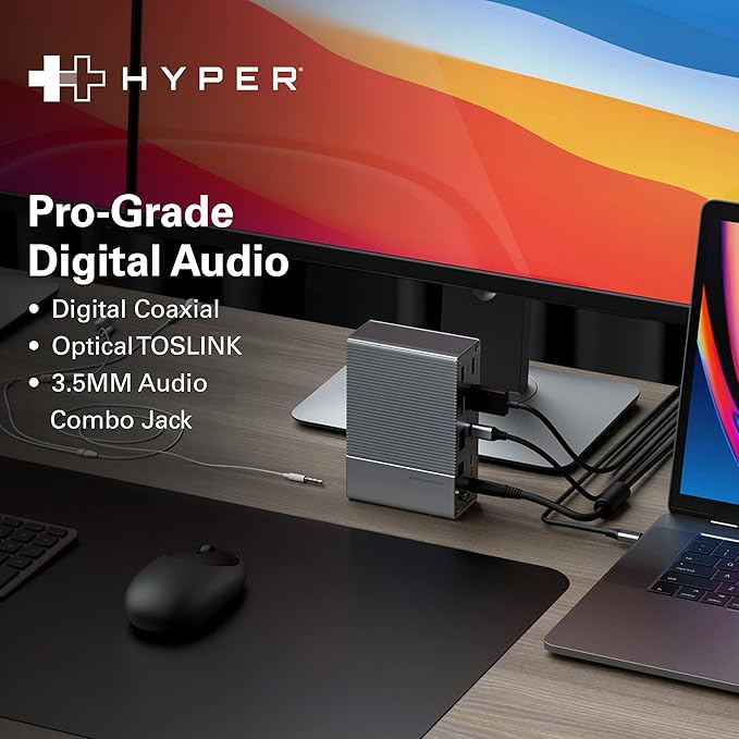 HyperDrive USB-C & Thunderbolt 4 GEN2 14-in-1 Dock for MacBook Pro/Air, iPad, PC - High-Speed Thunderbolt Docking Station - 40Gbps, Gigabit Ethernet, 85W PD