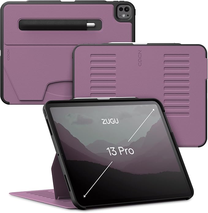 ZUGU Case for iPad Pro 13 (M4/M5) 2024/2025, Slim Protective Cover with Apple Pencil Holder, Auto Wake/Sleep, Multiple Viewing Angles, iPad Pro 13 Inch Case, Sturdy & Durable Phone Cover, Berry Purple