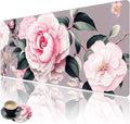 Large Mouse Pad for Desk+Coaster, Extended XL Mouse Pad 31.5x11.8 in, Mouse Pads Large with Stitched Edge, Desk Mat Keyboard Pad Non Slip Base Multi Purpose Desk Pad - Flower