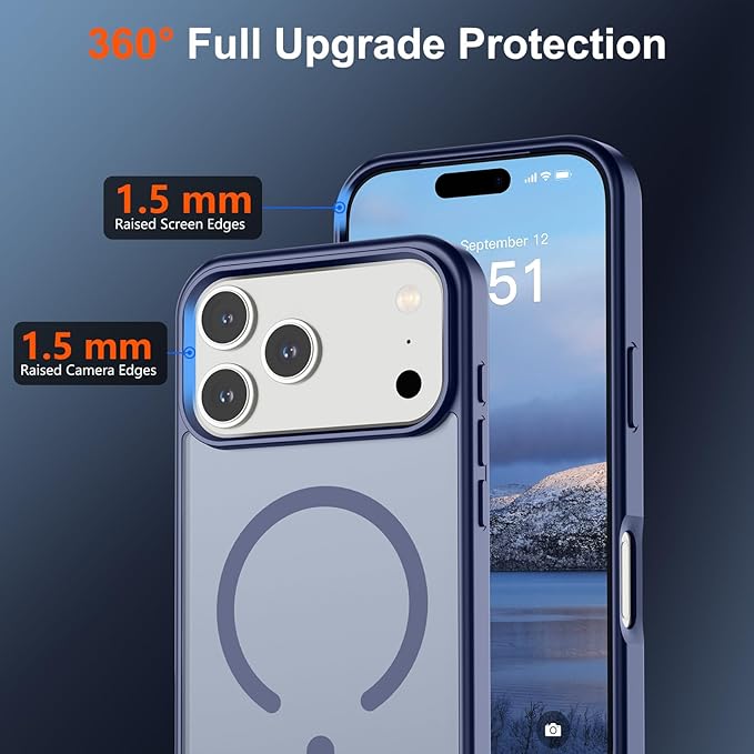 SUPFINE Magnetic for iPhone 17 Pro Case (Compatible with MagSafe)(Military Grade Drop Protection) Translucent Matte Shockproof with Anti-Fingerprint Phone Cover,Lavender Gray