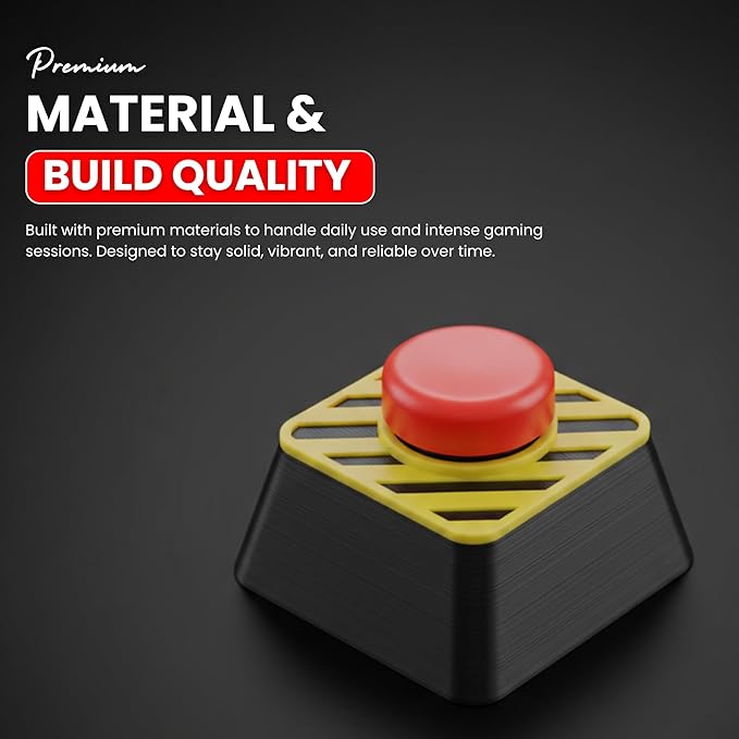 Artisan Custom ESC Keycap for MX Mechanical Keyboard - 2 Pack Emergency Red Panic Button for PC Gaming Keyboard with Hazard Stripe Design, Universal 1u Keycap fits Cherry MX Switches