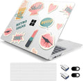 Case for 15-inch Microsoft Surface Laptop Copilot+ PC 2024 (7th Ed) Aesthetic Clear Hard Laptop Shell, with TPU Keyboard Cover & OTG Adapters Ultimate 6-in-1 Bundle, Retro Stickers