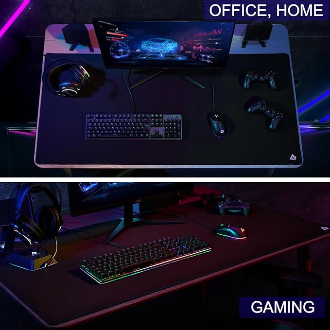 Large Gaming Mouse Pad, XXL Extended Computer Keyboard Mouse Mat with Stitched Edges, 31.5" x 15.7" Non-Slip Waterproof Rubber Base Office Big Long Mousepad for Work, Game, Office, Home, Black