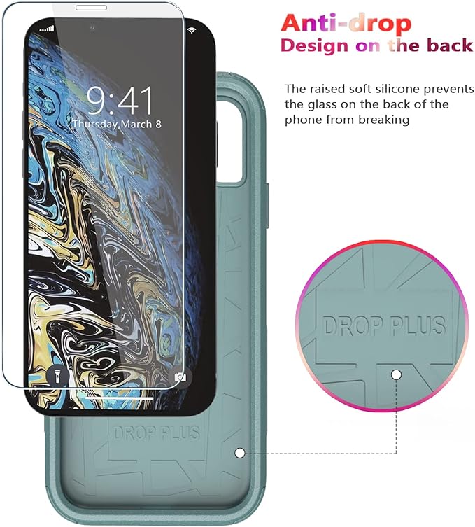 Diverbox for iPhone X Case/iPhone Xs Case [Shockproof] [Dropproof] [Tempered Glass Screen Protector ] Heavy Duty Protection Phone Case Cover for Apple iPhone X/XS (Pine Green)