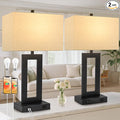 TOBUSA 28’’ Tall Lamps for Living Rooms Set of 2, Modern Black Touch Control Table Lamps for Bedroom, 3 Way Dimmable Bedside Lamps with 2 USB Ports&AC Outlet, High-end Decor Lamp for Home Office
