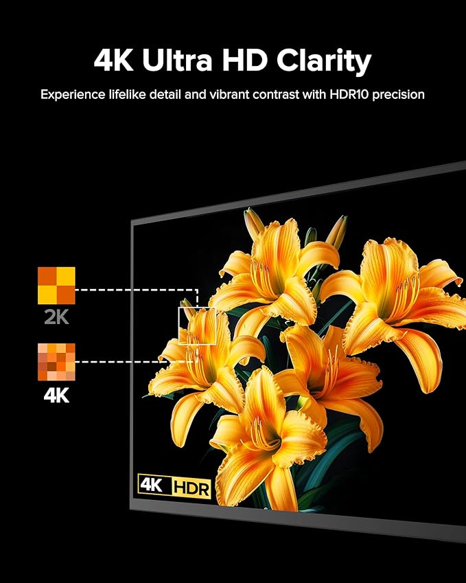 Portable Monitor 4K 23.8", 3840x2160 UHD 24" QLED Large Monitor, 400 Nits | 100% DCI-P3 | USB-C & HDMI | VESA & Stand | Second Screen for Computer, Mini PC, Game Consoles