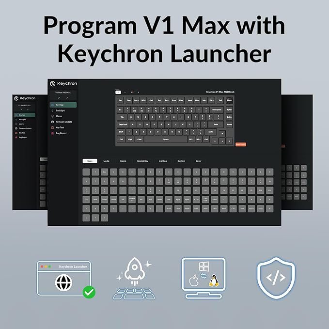 Keychron V1 Max 75% RGB Custom Mechanical Keyboard, 2.4Ghz/Bluetooth 5.1/Wired QMK/VIA Programmable Macro, Hot-Swappable Gateron Jupiter Red Switch Gasket Mount for Mac Windows Linux