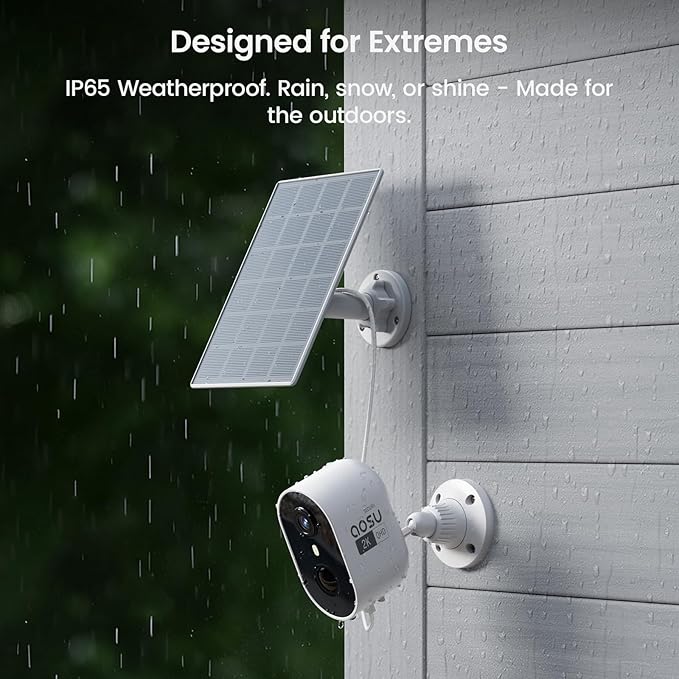 aosu 2K Solar Security Cameras Wireless Outdoor, Solar Outdoor Camera for Home Security, WiFi Camera with Color Night Vision, PIR Human Detection, 2-Way Talk, IP66 Waterproof (2 Pack)