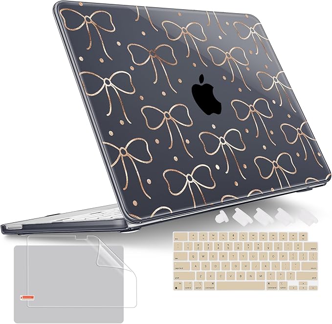 Tuiklol for 2026 MacBook Neo 13 Inch A18 Pro Chip Case, (Model A3404) Anti-Scratch Anti-Drop Slim Hard PC Shell Case with Shockproof Protective MacBook Neo Laptop Cover, Gold Bow