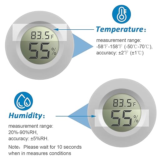 Weewooday Mini Hygrometer Thermometer Digital LCD Monitor Indoor/Outdoor Room Humidity Meter Temperature Gauge for Greenhouse Garden Reptile Incubator Cellar ℉/℃(White,8 Pcs)
